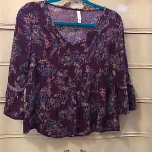 Purple floral blouse